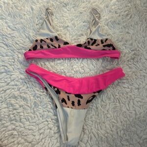 Women’s Sexy Pink & Leopard Bikini Small